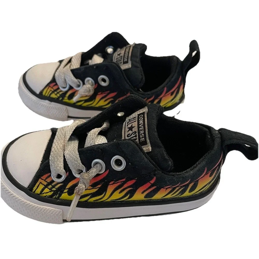 Converse‎ Shoes All Star Chuck Taylors Flames Fire Slip On Sneakers Toddler 5